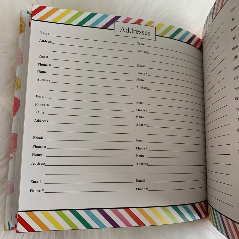 8x8 Address Planner Book Hibiscus Pink Gold